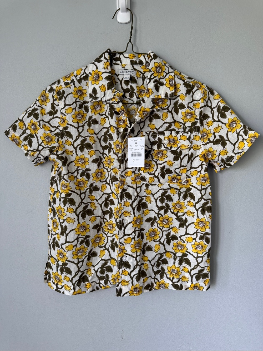 Crewcuts Yellow Floral Short-Sleeve Button-Down Shirt